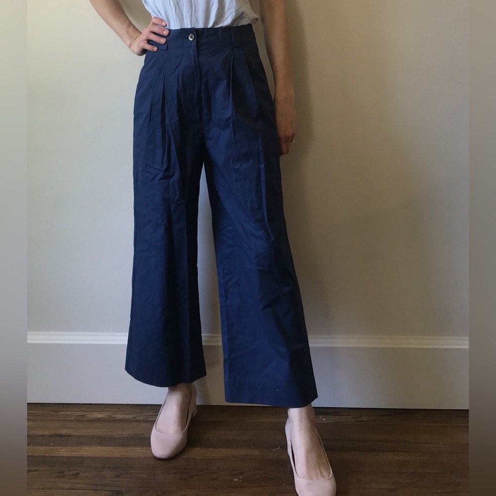 Dark blue wide leg trousers